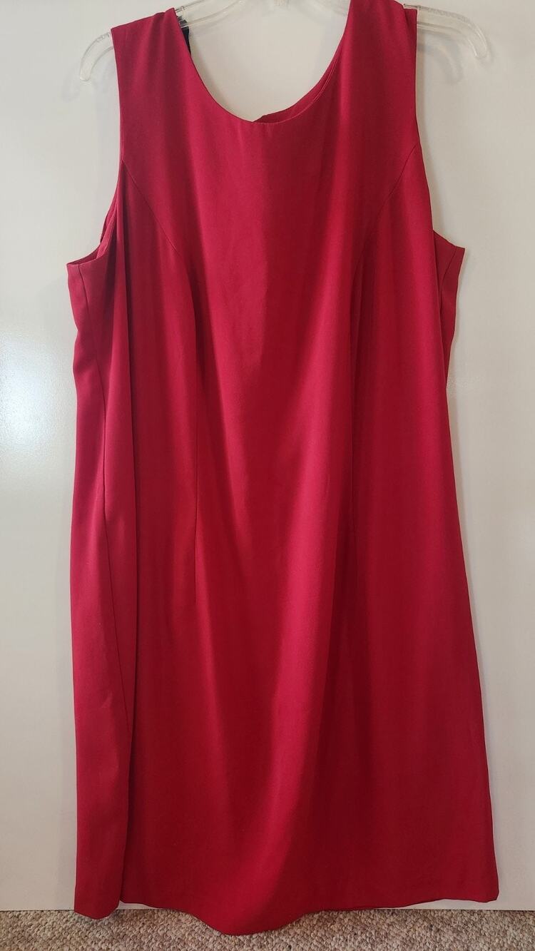 Vtg Kellwood Miss Dorby Red Sleeveless Shift Dress Womens Plus Size 18W Y2K #245